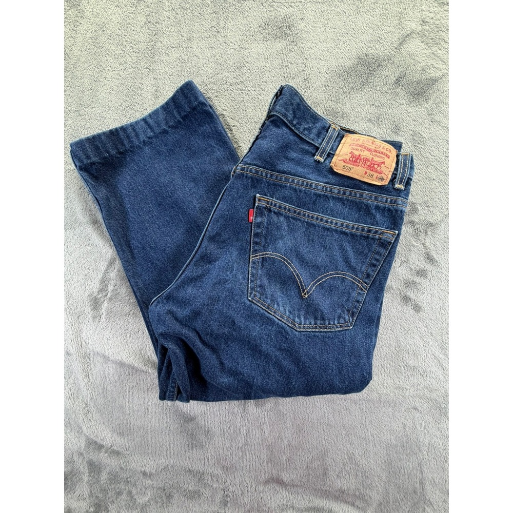 Levis 505 Regular Fit Mens Jeans 38x24 Blue Denim Straight Leg Made in USA